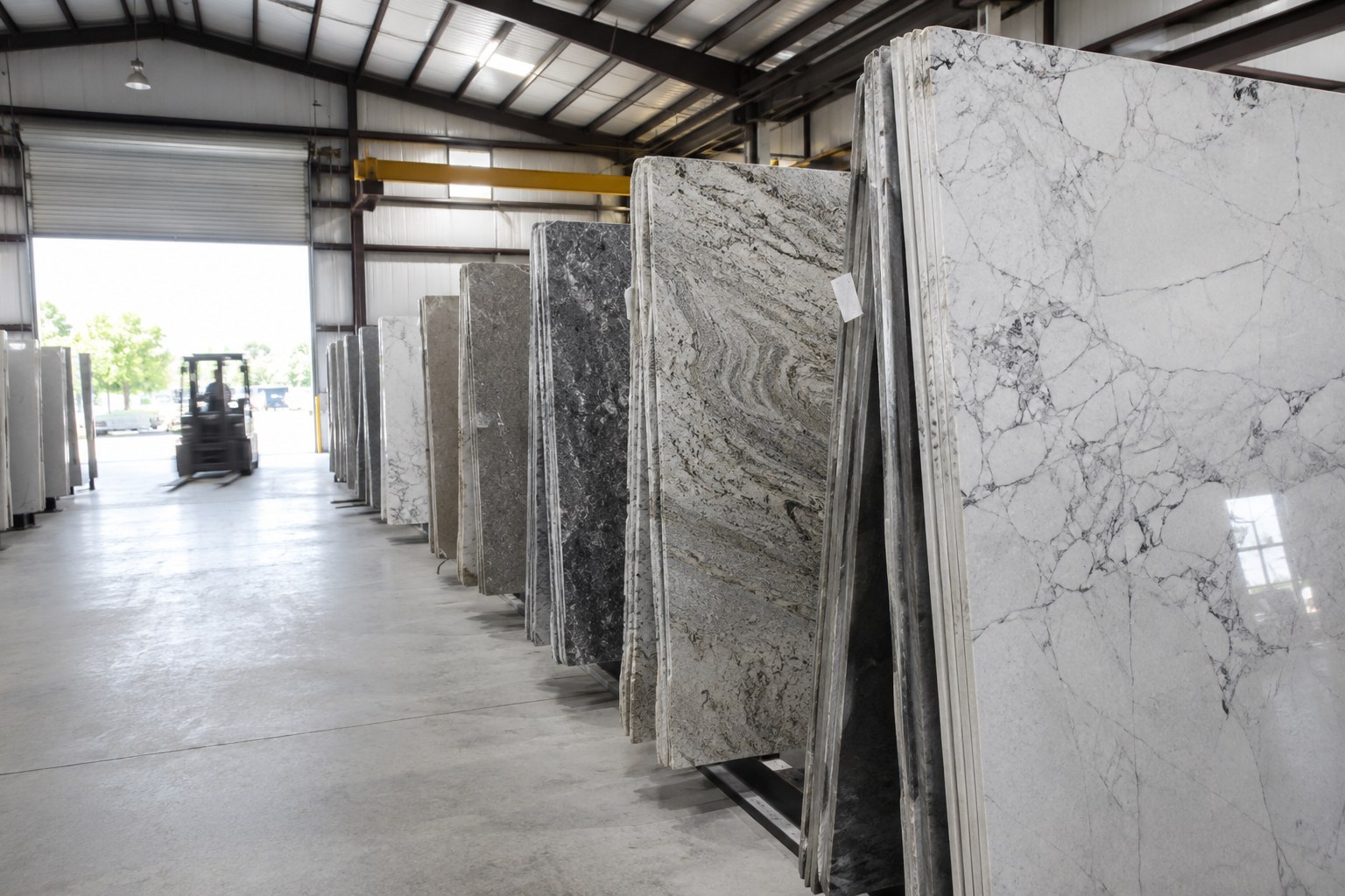 Natural stone slab detail at the yard